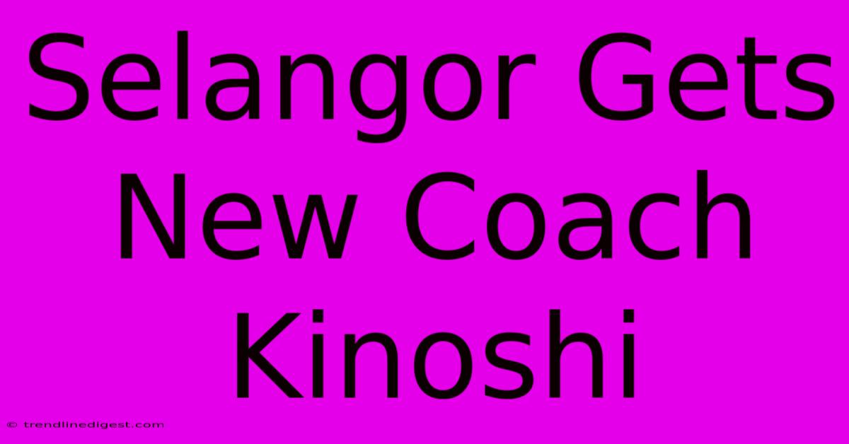 Selangor Gets New Coach Kinoshi